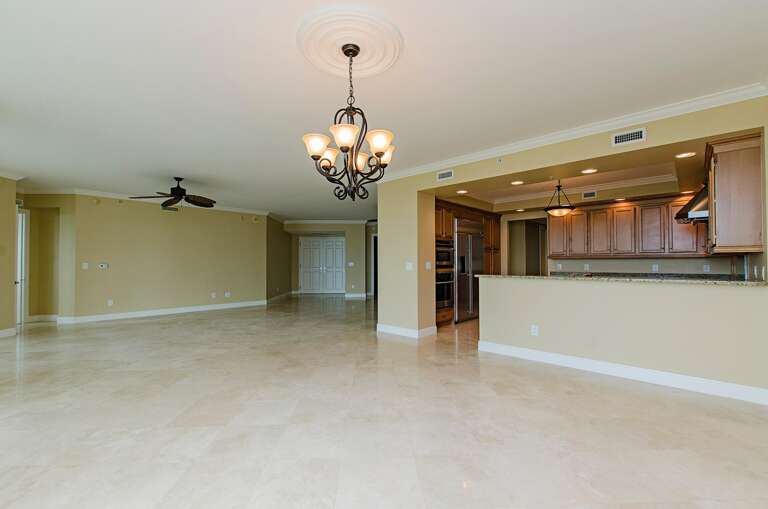 Empty Living Room With Kitchenette Empty Living Room With Kitchenette