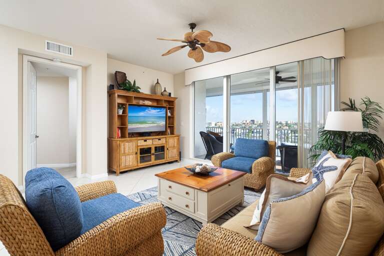 Sunny Seaside Sitting Space, Sliding Screen Showing Scenic Stretch
