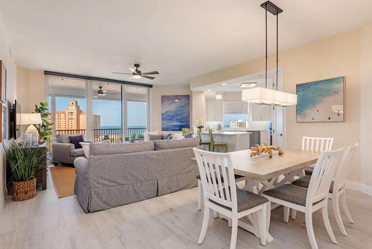 Interior Living Space With Dining Area And Open Balcony View Interior Living Space With Dining Area And Open Balcony View