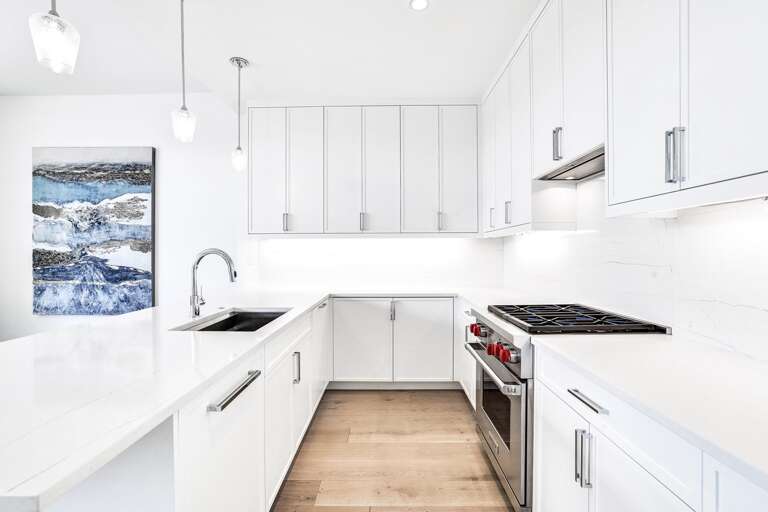 White Walls With Wooden Floor Kitchen, Water Wall Art