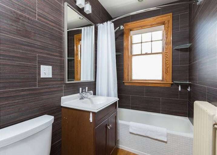 Recently remodeled sleek bathroom. 