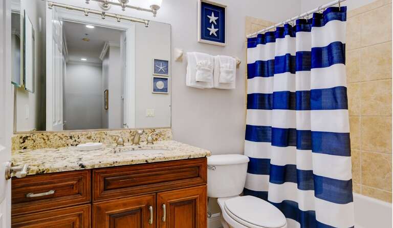 Bath just outside the door