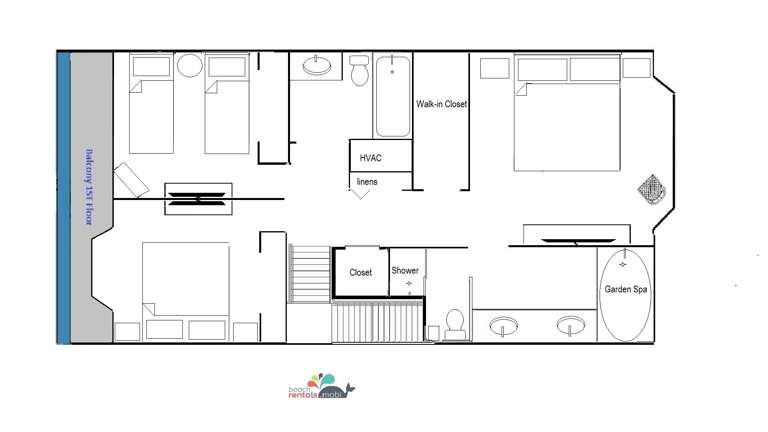 Upper level floor plan
