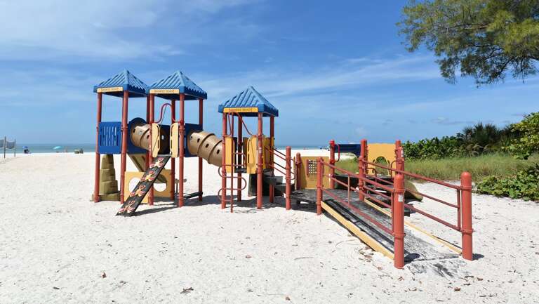 Head south to the public beach