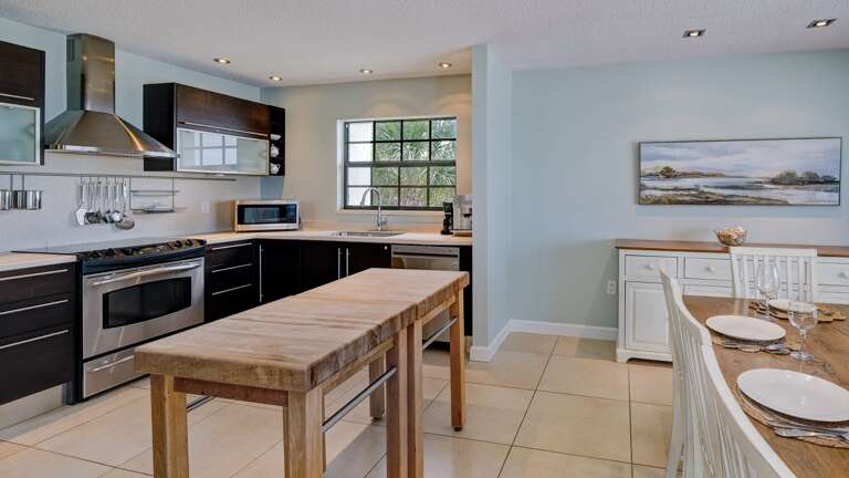 Butcher block island for easy meal prep