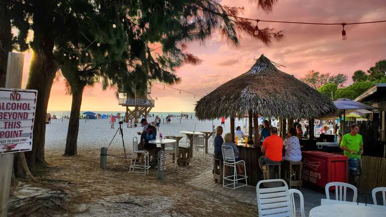 Beach sunset and Tiki fun