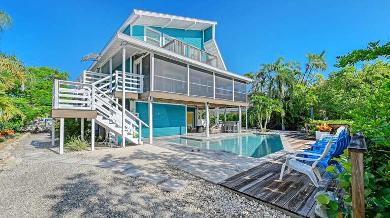 Stairs to pool from balcony Stairs to pool from balcony