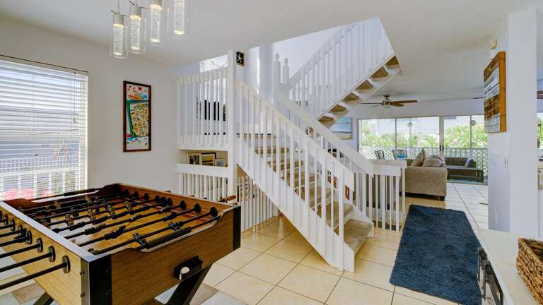 Head upstairs to bedrooms