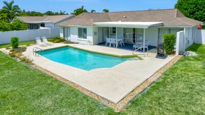 Private pool and patio seating
