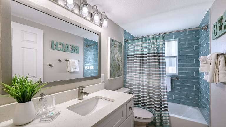 Full bath with tub shower