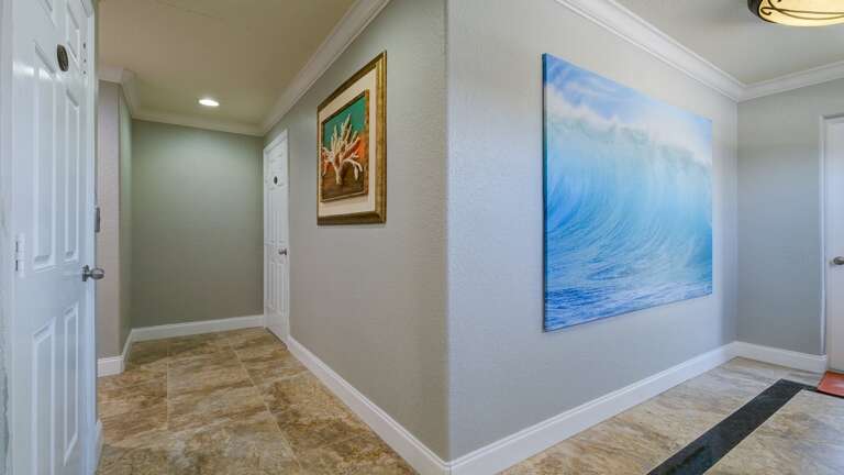 Elevator to unit and hall to patio