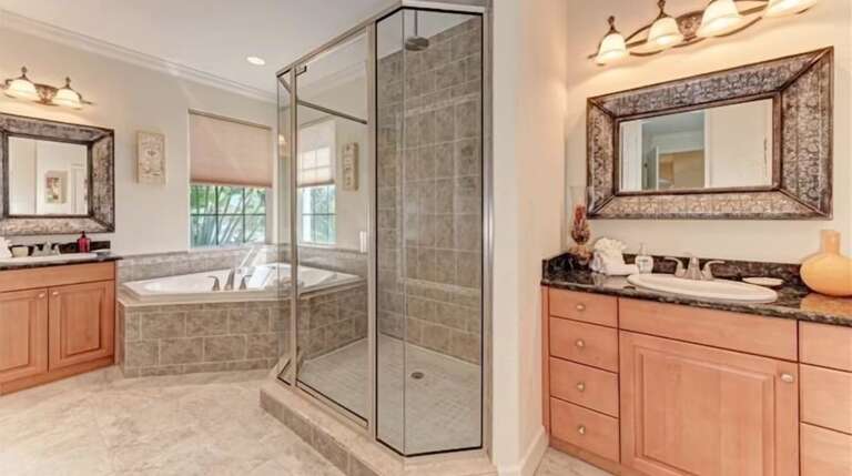 Luxurious Primary Bath with 2 Vanities