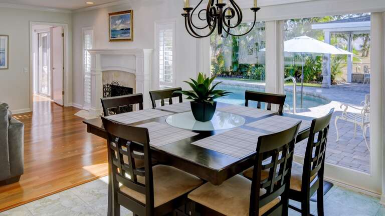 Dine Formally or Walk Out to the Pool Area