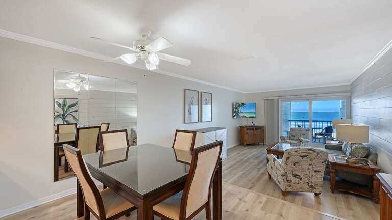 Dining table seats four