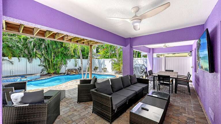 Poolside oasis and lounging space