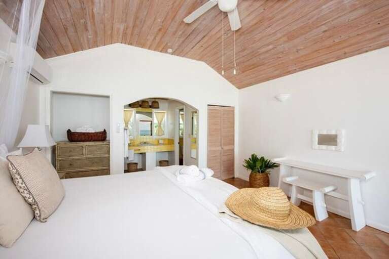 Yellow Building room with king bed.