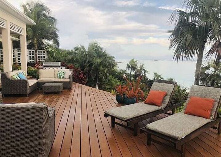 Pool deck area with ocean views Pool deck area with ocean views