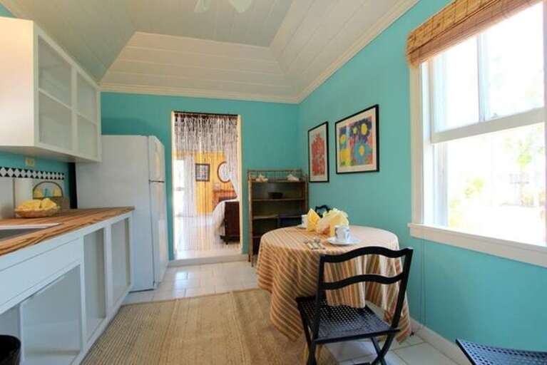Guest Cottage 2: Kitchen looking toward bedroom Guest Cottage 2: Kitchen looking toward bedroom