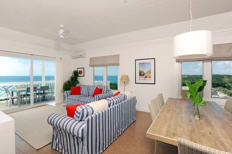 Great room with 50-mile Caribbean and Atlantic views. Water everywhere!