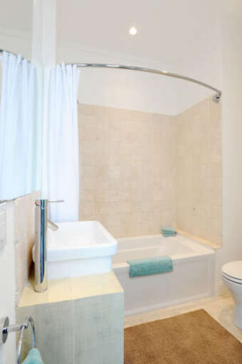 Guest bath finished in marble.