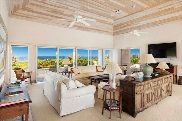 Great room living area with sweeping ocean views.