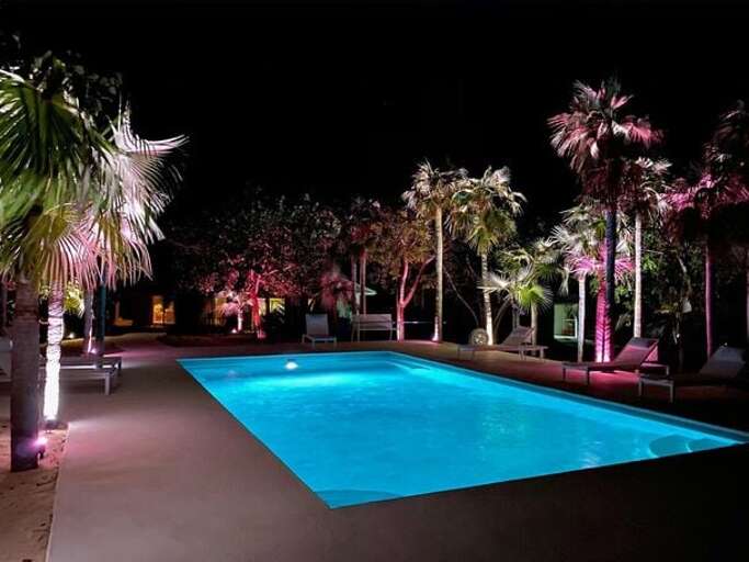 Our new pool at night