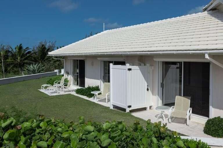 View of private patios and outdoor shower