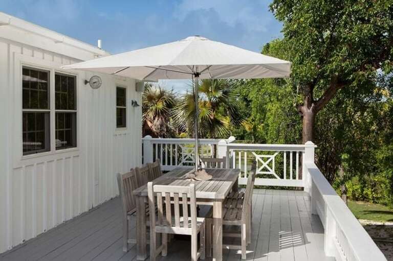 Great Hall veranda with outdoor dining.