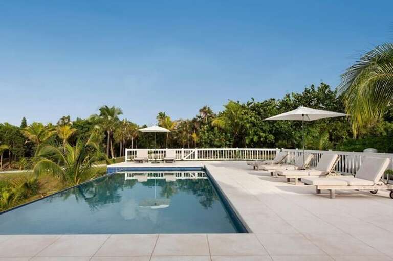 Newly completed infinity edge heated pool