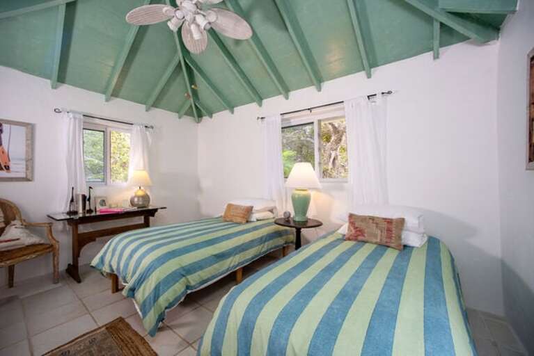 Second bedroom with twin beds.  (Twin beds can also be set up as a king.)