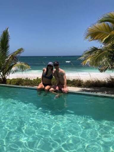 Our infinity pool overlooking the beach.
