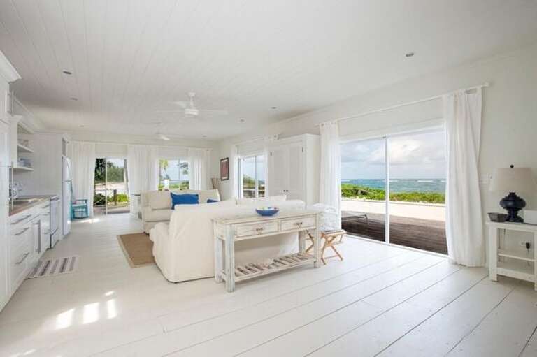 Guest Cottage, newly remodeled great room with beach and ocean views from every window.