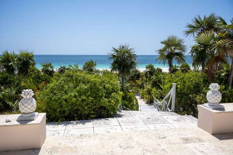 Exiting terrace for beach pathway.