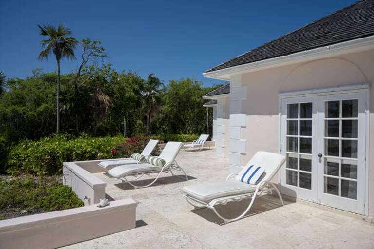 Lounging on terrace.