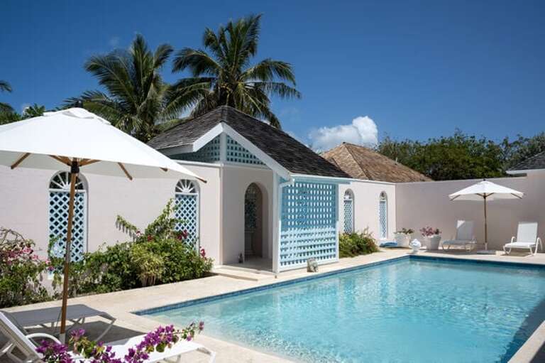 Our pool with deck and lounging.