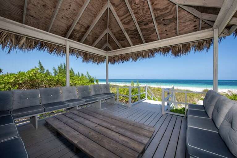 Shaded beachfront cabana.