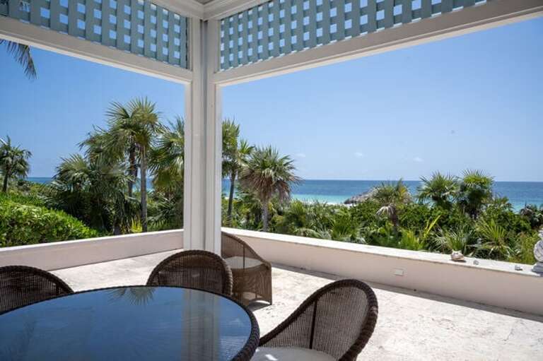 The wrap-around terrace overlooking the Atlantic.