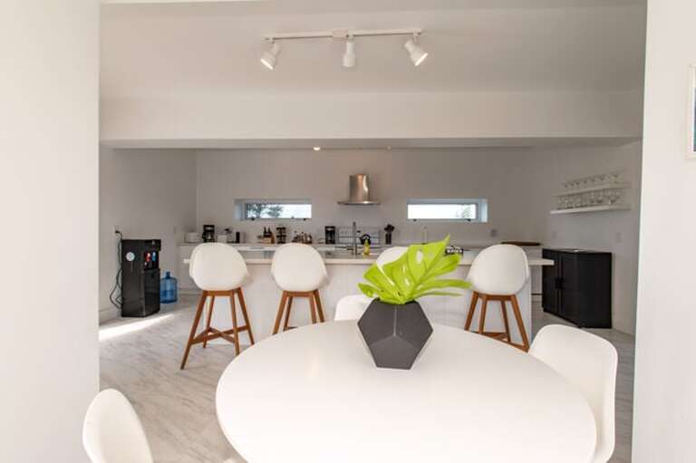 Caterer's kitchen and adjacent dining area