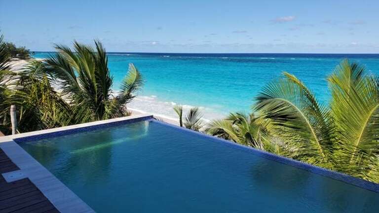 Our new beachfront infinity pool, just completed.