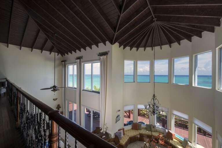 Grand bay windows provide a 50-mile, 180-degree view.
