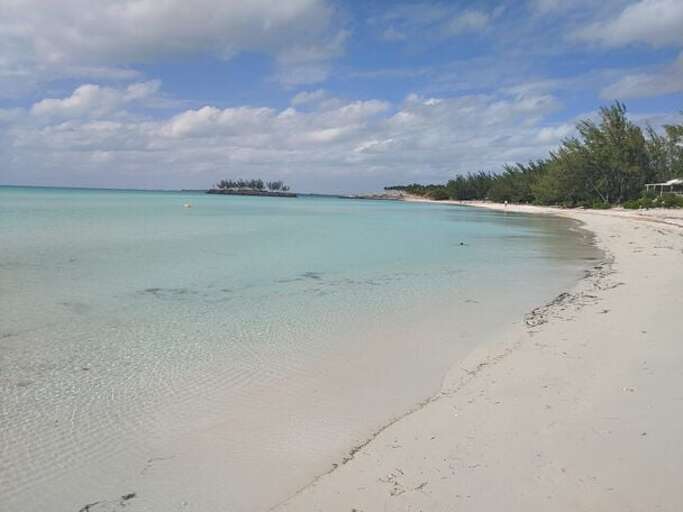 Our beach with Gaulding Cay in the background.