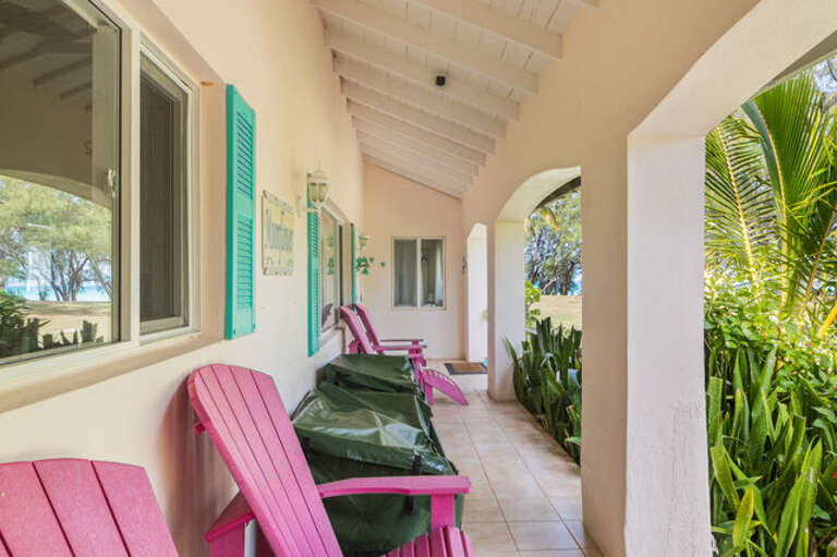 Side porch with ocean views.