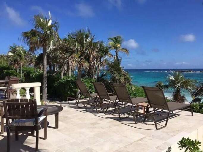 One of the private patios over looking beach and ocean