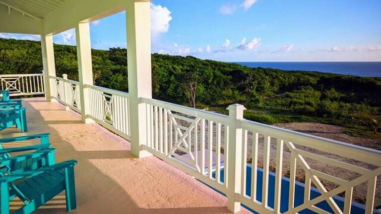 Deck with ocean views.