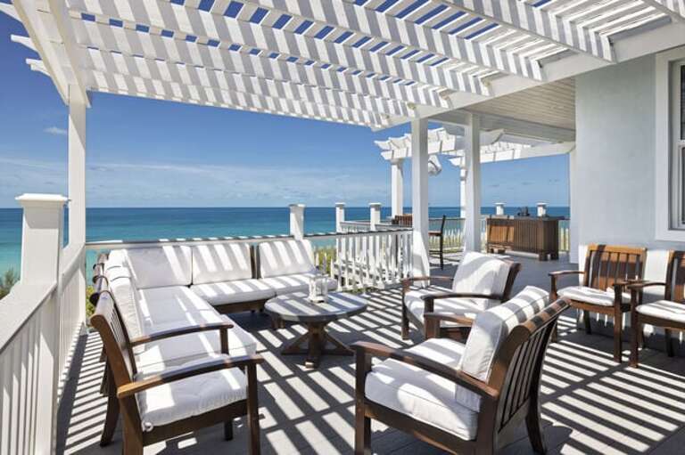 Optional Main Lodge: Main Lodge veranda with 50 mile ocean and sunset view.