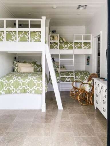 Citrus Room, 2 Full Size lower bunk beds with 2 upper twin beds. Each area has separate reading
