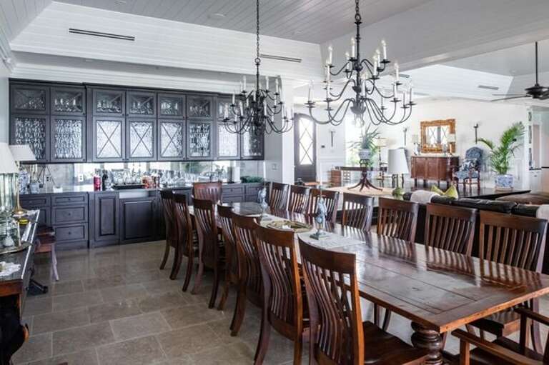 Ocean-view dining area with seating for 20.