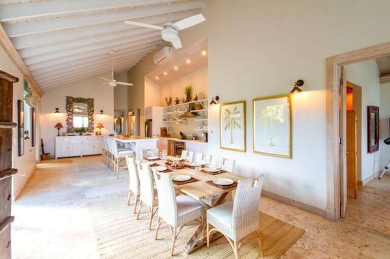 Dining area facing kitchen.