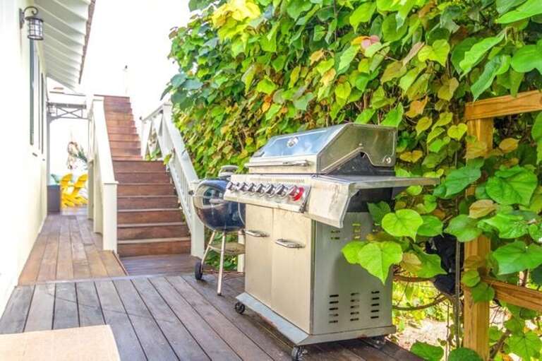 A gas grill and a charcoal grill!
