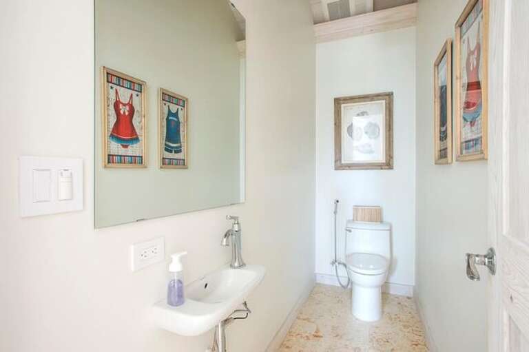 Powder room in hall